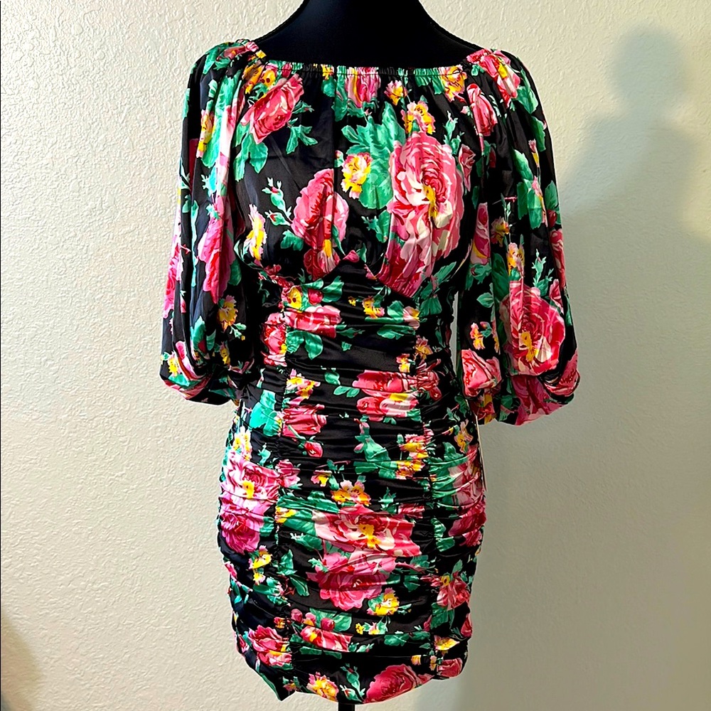 For Love & Lemons Floral Ruched Dress